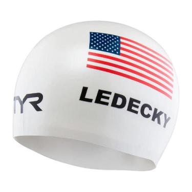 Imagem de Touca De Natação Adulto Silicone Usa Katie Ledecky Tyr, Branco