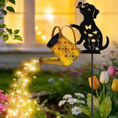 Imagem de Luminária Solar Regador VOOKRY com Silhueta de Cachorro e Estaca