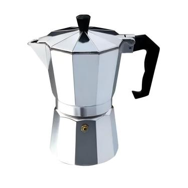 Imagem de Cafeteira Italiana Moka Luxo Expresso 6 Xícaras Alumínio Válvula de Segurança para Cozinha Prata Yeet