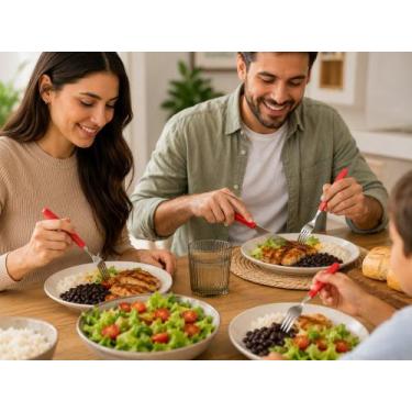 Imagem de Conjunto Talheres 42 Peças New Caprese FRATELLI Vermelho Aço Inox e Pl