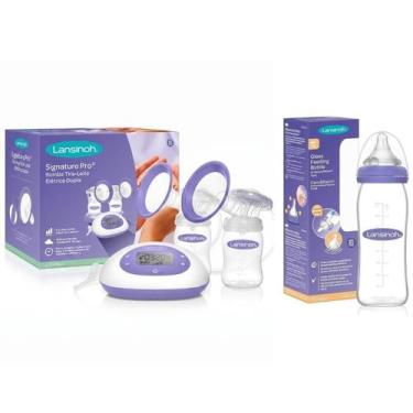 Imagem de Kit Bomba Tira Leite Elétrica +mamadeira De Vidro 240ml - Lansinoh