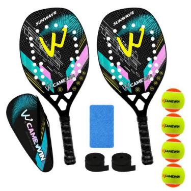 Imagem de Kit 2 Raquetes Beach Tennis Camewin Carbono 3K + 4 Bolinhas, Sunwave g
