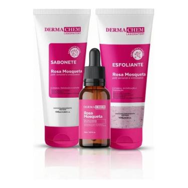 Imagem de Kit Skincare Rosa Mosqueta Sérum Sabonete Facial Esfoliante Cuidados C