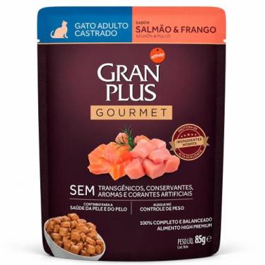 Imagem de Sachê GranPlus Gourmet Gato Castrado Sabor Salmão e Frango 85g Aliment