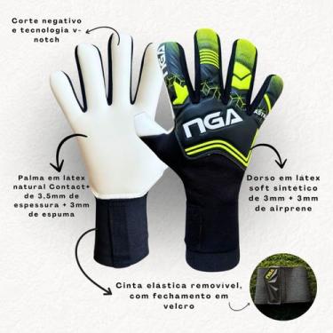 Imagem de Luva de Goleiro Profissional NGA Soccer Astra Látex Natural Corte Nega
