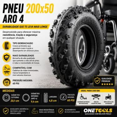 Imagem de Pneu 200x50 Borrachudo Cadeira De Rodas Motorizada Onetools