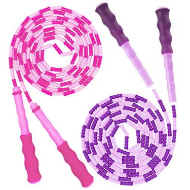Imagem de YongnKids Corda de pular para crianças e adultos – corda ajustável macia com contas para homens, mulheres e crianças, mantém o ajuste, treinamento, treino, perda de peso, 2 pacotes