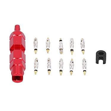 Imagem de Kit de ferramentas de remoção de núcleo de válvula, conjunto de removedor de núcleo de válvula de pneu Material de latão para bicicletas de montanha para bicicletas de estrada(vermelho)