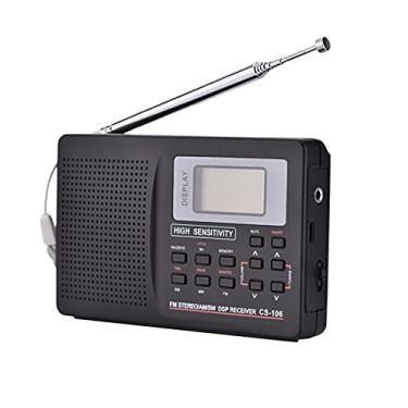Imagem de ASHATA Rádio estéreo digital portátil FM/AM/SW/LW/TV receptor de rádio de frequência total com função de relógio e alarme, suporte à busca manual/automática (10 KHz)