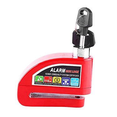 Imagem de Bloqueio de freio a disco de alarme para motocicleta anti-roubo sistema de alarme de segurança 110 dB trava de segurança à prova d'água para moto moto scooter (vermelho)