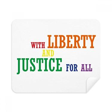 Imagem de LGBT Pano de limpeza de tela com bandeira de arco-íris Liberdade e Justiça 2 peças Tecido de camurça