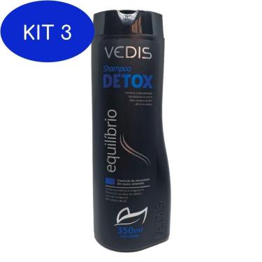 Imagem de Kit 3 Shampoo Detox Equilíbrio Limpeza Profunda Cabelos Oleosos