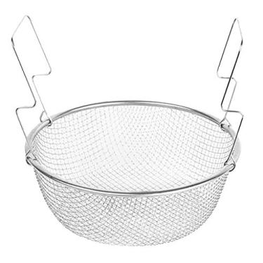Imagem de Baoblaze Panela redonda de aço inoxidável com coador de vegetais, cesta de batatas fritas – Prata, 18 cm