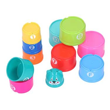 Imagem de Brinquedo Copo Aninhado, Brinquedo de Banho Infantil Bonito Cor Brilhante Superfície Lisa Desenvolvimento Visual Número de Aprendizagem com Saco de Malha para Bebê para Casa