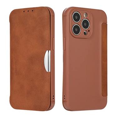 Imagem de Capa carteira para iPhone 13 Pro Max/13 Pro/13/13 Mini, capa de couro premium com porta-cartões TPU à prova de choque magnético, marrom, 13 6,1 polegadas