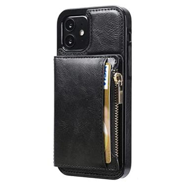 Imagem de Estojo Carteira Flip para iPhone 13 12 Mini 11 Pro Max X XS Max XR 8 7 Plus Se2020 Cartões de Couro Capa de Livro, Preto, iPhone 7Plus 8Plus