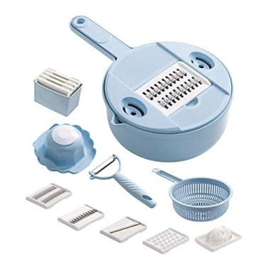 Imagem de Triturador de Frutas, Triturador de frutas picador de alimentos, Fatiador de batata portátil com recipiente de grande capacidade, cortador de legumes multifuncional 12 em 1 cortador de legumes ??