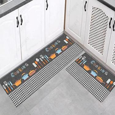 Imagem de Tapetes para piso de cozinha, tapete de área abstrato antiderrapante conjunto de tapetes de cozinha para cozinha sala de jantar, piso casa, escritório, pia, lavanderia 16x24 polegadas
