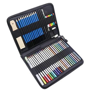 Imagem de Conjunto de lápis de desenho profissional 33/40/51/72 Krobot Lápis de desenho em madeira bolsa de lápis de carvão de borracha para iniciantes suprimentos de arte (conjunto de 51 peças)