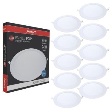 Imagem de Kit 10 Painel Plafon Led De Embutir Redondo 30cm 24w 6500k Bivolt Emissão De Luz Branca Avant