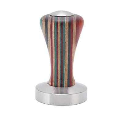 Imagem de Calcadeira de café, base de aço inoxidável cabo de madeira martelo em pó de café, acessórios de fabricação de café faça você mesmo para bar de café doméstico (51 mm/2,0 pol.)