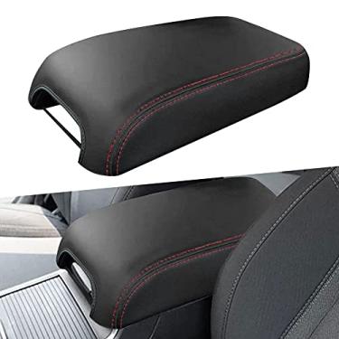 Imagem de sportuli Capa para console central de couro antiarranhões para apoio de braço para Dodge Charger Chrysler 300 300C (pontos vermelhos)