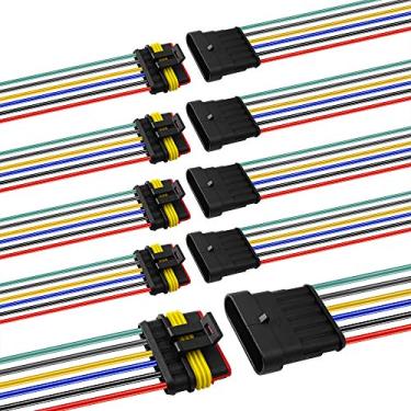 Imagem de LanHong Plugue conector elétrico impermeável de 6 pinos 16 AWG para carro com fio AWG, pacote com 5