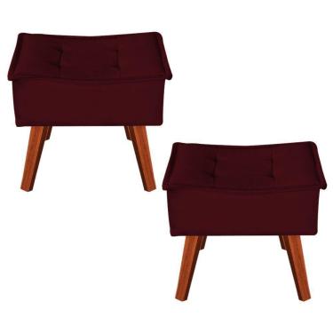 Imagem de Kit 2 Puffs Opala Suede Bordo