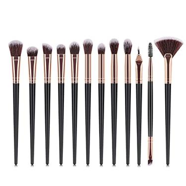 Imagem de 12 pçs conjunto de ferramentas de pincéis de maquiagem pó cosmético sombra de olhos base blush mistura beleza pincel de maquiagem maquiagem, 12BG