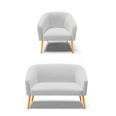 Imagem de Kit 01 Namoradeira 02 Lugares E 01 Poltrona A05 Cinza