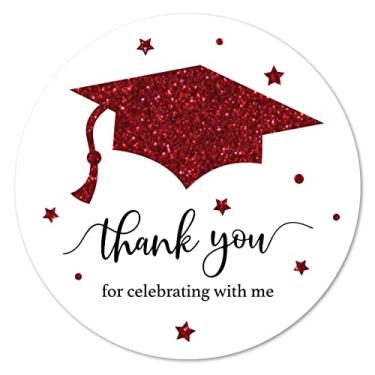 Imagem de Adesivos de agradecimento de graduação vermelho branco e branco, Parabéns, lembrancinhas de festa de graduação, pacote com 40, 5 cm