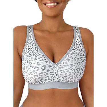 Imagem de Fruit of the Loom Sutiã feminino de algodão sem fio plus size, Leopardo fumê, 40D