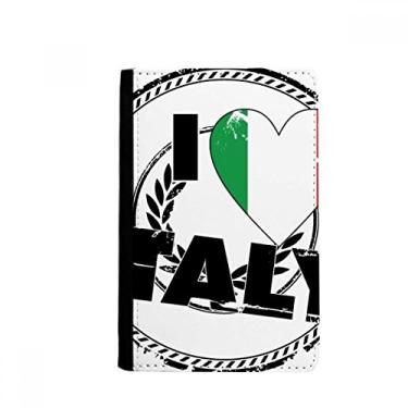 Imagem de Porta-passaporte I Love Italy Bandeira Palavra Amor Padrão Coração Notecase Burse Carteira Capa Cartão Bolsa, Multicolor