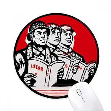 Imagem de Worker Campeasant Soldier China Mouse Pad vermelho desktop escritório tapete redondo para computador