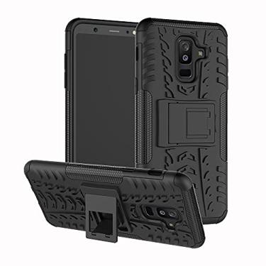 Imagem de Capa protetora de telefone compatível com Samsung Galaxy A6 Plus 2018/A9 Star Lite, TPU + PC Bumper híbrido capa robusta de grau militar, capa de telefone à prova de choque com suporte (cor: preto)