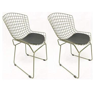 Imagem de Kit 2 Cadeiras BERTOIA cor Rato assento preto - Poltronas do Sul