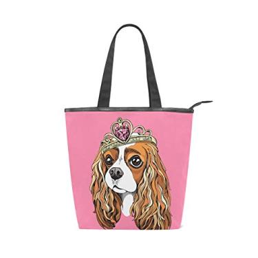 Imagem de Bolsa de ombro feminina com alça superior de lona, princesa, para cães