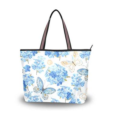 Imagem de Bolsa de ombro elegante com alça superior e flores, borboletas, bolsa de ombro para mulheres, Multicolorido., Medium