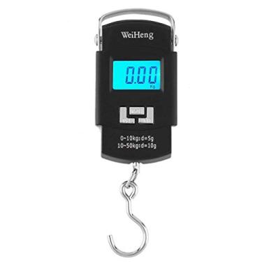 Imagem de balanças de cozinha mecânicas retro 50kg / 5g balanças eletrônicas lcd tela peso balança digital de bolso suspensa com luz de fundo e gancho para cozinha ou escritório