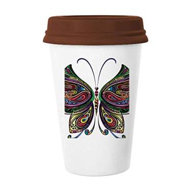 Imagem de Linda borboleta colorida decorativa asas caneca de café copo de cerâmica copo de cerâmica