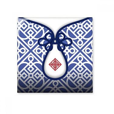 Imagem de Azulejo de cerâmica com linha de flor azul da cultura chinesa brilhante decalque de pedra adornada de tijolos esmaltados