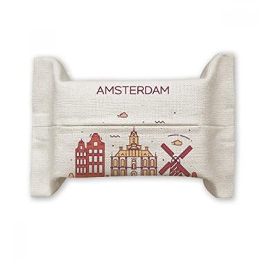Imagem de Amsterdam — Suporte de capa de papel para lenços faciais, saco de linho de algodão
