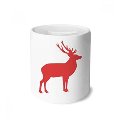 Imagem de DIYthinker Caixa de moedas de cerâmica de grão de madeira vermelha de cervo, presente de cofrinho