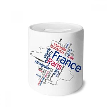 Imagem de DIYthinker Palavras nome da cidade França mapa de marca caixa de dinheiro caixa de cerâmica porta-moedas presente de cofrinho