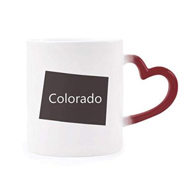 Imagem de Caneca sensível ao calor do mapa dos EUA Colorado America com contorno do mapa vermelho que muda de cor
