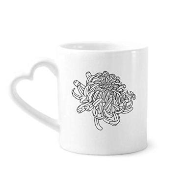 Imagem de Caneca de flor com contorno de crisântemo de café cerâmica copo de coração de vidro