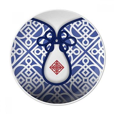 Imagem de Prato de linha de flor azul decorativo de porcelana salver louça de jantar