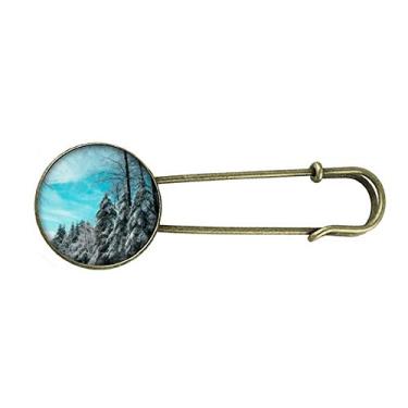 Imagem de Pinheiro Clouds Blue Sky Art Deco Presente Fashion Retrô Metal Broche Clip Joias