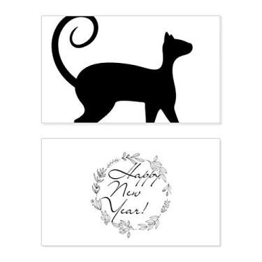Imagem de Pet Lover arte animal gato preto esboço ano novo festival felicitações cartão Bless mensagem presente