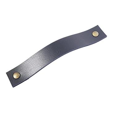 Imagem de Puxador Full Parafuso - Textura de Couro Azul Marinho - Parafuso Ouro Velho